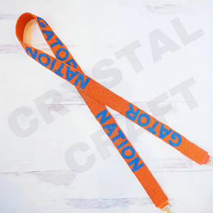 Accessoire de mode perlé fait main en or blanc avec perles de rocaille, brodé personnalisé 'Hook Em Horns' par Crystal Craft Delta Sigma Theta - Product Image 6