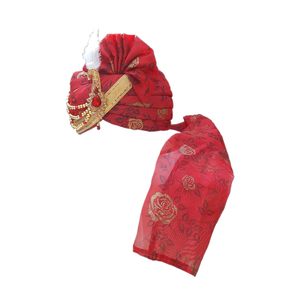 Jodhpuri Men's Wedding Safa/Novio Pagdi/Turbante para Matrimonio-Rojo Granate (Tamaño: 22 a 22,5 Pulgadas) - Product Image 2