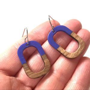 High Quality Minimalist Wood/Resin <b>Hoop</b> <b>Earrings</b> Contemporary Abstract Art Designs <b>Large</b> Resin HF CRAFTS - Product Image 1