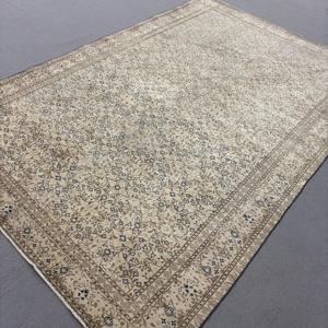 6.3x9.5 ft Rug, Turkish Vintage Rug, <b>Brown</b> <b>Wool</b> Rug - Product Image 2