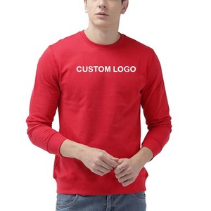 Suéter de Punto Rojo para Hombre, Cuello Redondo, Corte Regular, Color Sólido, Material de Algodón, Ropa Casual de Otoño, Sudaderas para Hombre - Product Image 5