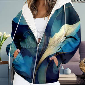 Service OEM Impression de logo personnalisé respirant hiver logo avant à capuche femmes sweats à capuche contraste de couleur vente en gros - Product Image 2