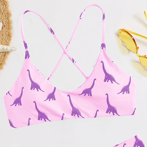 Nouvel ensemble de bikini 2 pièces pour femmes été 2024, uni, logo sur le devant, spandex/polyester, respirant, séchage rapide, maillot de bain - Product Image 6