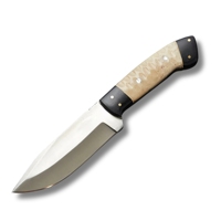 Couteau de camping Tanto avec manche en os, lame en acier D2, étui en cuir - Léger et multifonctionnel, ensemble de camping en plein air