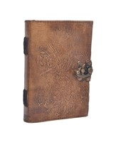 Carnet à couverture rigide en cuir fait main, gaufré motif visage d'animal, couleur charbon, pour notes, grimoire, journal de bureau, poésie et croquis
