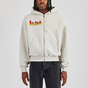 OEM/ODM Sweat à capuche à fermeture éclair sur mesure pour hommes, coupe ample, vêtements d'hiver, poids lourd avec logo brodé - Product Image 4