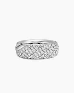 Bague câble sculptée pour femme en argent sterling 925 massif avec diamant blanc bijoux de mode en acier inoxydable - Product Image 1
