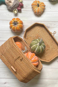 <b>Rattan</b> <b>Storage</b> Basket with Handle, Jewelry Basket, Table Top <b>Storage</b> <b>Box</b> Dustproof for Mother's Day Gift - Product Image 6