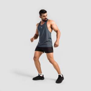 Men's XL Gym <b>Vest</b> Grey GA Puch <b>Stringer</b> Sportswear Compression Muscle Tank Top with Hood Plain 3D Style - Product Image 4