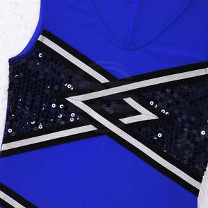 Uniformes de cheerleading pour femmes en polyester imprimé par transfert thermique, poids du tissu 220g, qualité OEM supérieure, derniers ensembles XXXS avec strass - Product Image 5