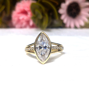Bague de fiançailles en diamant de laboratoire taille marquise de 2,75 carats, bague de mariage sertie de diamants pour femmes, or jaune 14 carats - Product Image 1