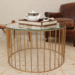 <b>Round</b> Shape Metal <b>Table</b> With Glass Top <b>Tables</b> Accent Side <b>Table</b> for Living Room and Home Furniture High Quality - Product Image 2