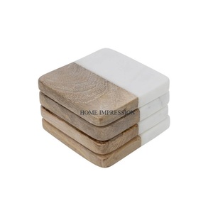 Dessous de verre en marbre naturel et en bois pour café de mariage Dessous de verre de designer élégant décoratif Résistant à la chaleur Dessous de verre protecteur de table - Product Image 1