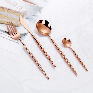 Stainless Steel <b>gold</b> Polished royal look flatware set high quality Western Style Long Round Handle set for home wedding hotel - Product Image 2