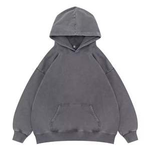 Algodón de gran tamaño en blanco Vintage desgastado piedra ácido lavado logotipo personalizado sudadera Casual piedra lavado Puff impresión sudaderas con capucha - Product Image 2