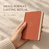 LABON Microjournal personnalisé A6, 192 pages, couverture rigide en tissu corail, dorure à chaud, thème Soleil, avec 30 questions de gratitude, coffret cadeau
