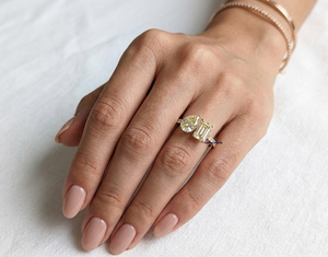 Lurba Jewels 18K Solid Gold Pear & Emerald Cut Lab Grown Diamond Engagement Ring IGI Certified Luxury Women's Wedding Party Gift - Product Image 5