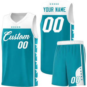 ชุดบาสเก็ตบอลที่ได้รับความนิยมสูงสุดพร้อมชุดพิมพ์โลโก้แบบกำหนดเองรวมถึงเสื้อเจอร์ซี่เทคนิคการระเหิดชื่อทีมเย็บบน - Product Image 1