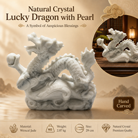 Vente en gros de perles de cristal naturel sculptées en forme de dragon porte-bonheur, décoration en cristal pour le bonheur et la prospérité, artisanat poli