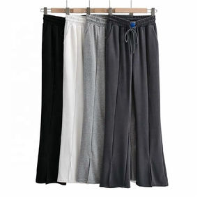 Pantalones Deportivos de Pierna Ancha con Pliegues para Mujer, Invierno 2025, Logotipo Personalizado en Relieve, Cordón Ajustable, Forro Polar Cortavientos, 100% Algodón - Product Image 1