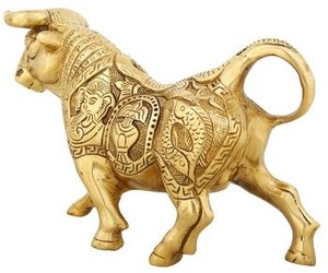 Claria Animal Ornements Collection Art Décor Laiton Combat Taureau Figurine - Product Image 2