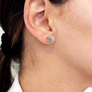 5-7mm Genuine Apatite Gemstone <b>Stud</b> Earrings Handmade 925 <b>Sterling</b> <b>Silver</b> Classic Artisan Jewelry March Birthstone Gifts - Product Image 5