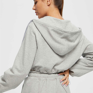 HOT personalizado 2021 Nueva llegada Mujeres Pantalones de chándal anchos y Crop Hoodie Set Chándal Mujeres Conjunto de pantalones de dos piezas - Product Image 3