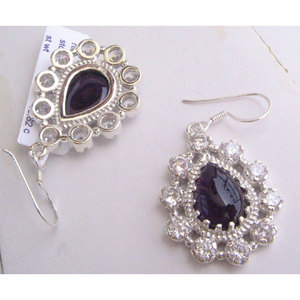 Pendientes de Plata de Ley 925 con Gemas Shah para Mujer, Ónix Negro Natural, Topacio Blanco, Pendientes Vintage con Forma de Gota de Agua, Corte Pera - Product Image 1