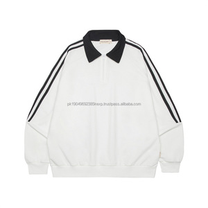 Customized Wholesale College Style Athletic Side Stripe Stand Collar <b>Half</b> <b>Zip</b> Hoodies Unisex Vintage Loose <b>Men'S</b> <b>Sweatshirts</b> - Product Image 6