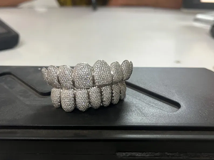 Juego de Rejillas Dentales Personalizadas con Incrustaciones de Plata y Micro Pavé de Moissanita, Estilo Hip Hop de Lujo, Joyería Brillante para la Boca, Regalo - Product Image 3