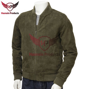 Blouson aviateur en daim olive de qualité supérieure pour hommes avec options personnalisables-Vêtements d'extérieur élégants pour les occasions décontractées et formelles - Product Image 5