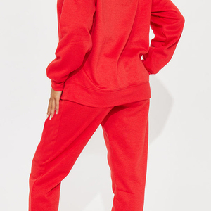 Conjunto de sudadera y pantalón de chándal informal de 2 piezas para mujer Logotipo personalizado 100% Algodón Patrón sólido Technics de invierno Impreso - Product Image 2