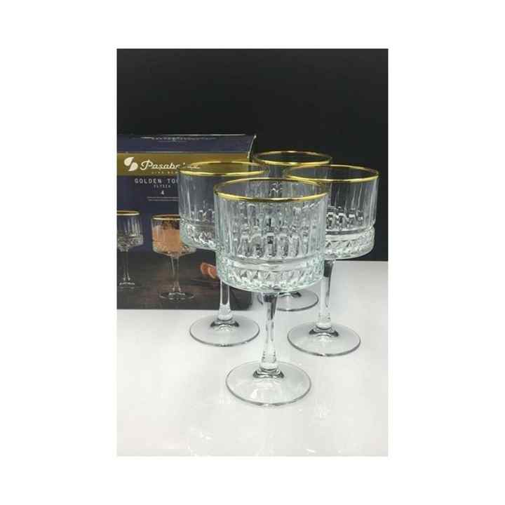 Paşabahçe 440437G Elysia Golden Touch 4-Piece Footed Presentation Rack