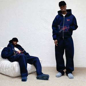 ชุดวอร์มผู้ชายแบบสั่งทำพิเศษ 450 500gsm กางเกงวอร์มทรงจ็อกเกอร์ผู้ชาย ผ้าหนานุ่มทรงหลวม กางเกงวอร์มมีฮู้ด ชุดเซ็ตเสื้อฮู้ดมีซิปและกางเกงวอร์มผู้ชาย - Product Image 4