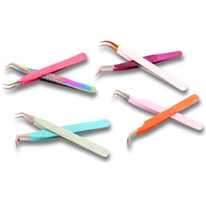 High Precision Customized Logo Stainless Steel Dusted Tip Diamond Grip <b>Lash</b> Tweezers Professional Eyelash Tweezers - Product Image 4