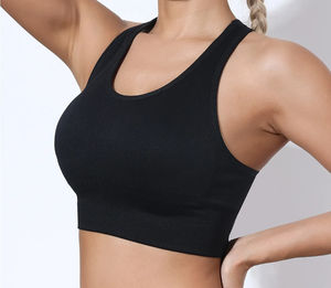 Lightweight Comfortable Breathable Four-Way Stretch Front Logo High Elastic Medium Support Backless Women's Yoga <b>Sports</b> <b>Bra</b> Gym - Product Image 4