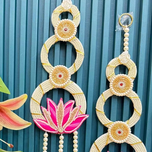 Multi Color New Design Lotus Pearl Wall Hanging MDF Lotus Wall <b>Ornament</b> Perfect for Festivals & Mandir Decor - Product Image 1