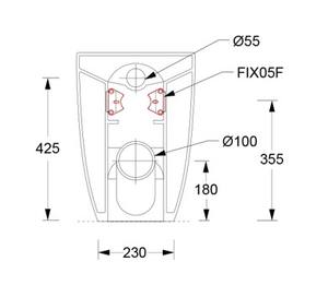 Inodoro de Cerámica sin Borde, Compacto, de Pie, Serie Burano 50, Esmalte de Alta Limpieza, Fácil Instalación para Baños - Product Image 2