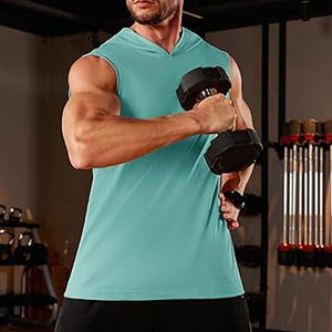 High Quality Custom Men's Sleeveless Gym Hoodie Performance Comfort Muscle Sport Tank Top Custom High Quality Plain Mens - Product Image 2