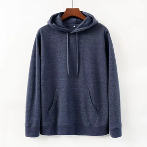 เสื้อสเวตเชิ้ตมีฮู้ดสีน้ำเงินกรมท่าสำหรับผู้ชาย ทรงปกติ สวมใส่สบาย แขนยาว ผ้าถัก สีพื้น ดีไซน์กระเป๋า เหมาะสำหรับใส่ในฤดูใบไม้ร่วง - Product Image 4