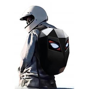 Mochila Inteligente LED Negra Grande ERKUGO con Soporte para Casco para Motociclistas # LEDBAG - Product Image 2