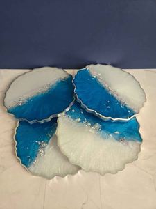 Posavasos de Resina de Color Blanco Hechos a Mano para Protección de Mesa, Almohadillas Decorativas para Bebidas para Interiores Modernos, Tapetes y Almohadillas - Product Image 2