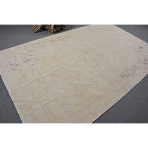 Alfombra turca de lana Beige Vintage 6 'X 9,7' Patrón de retazos Tejido plano Alfombra de sala de estar con respaldo de látex para adolescentes - Product Image 2