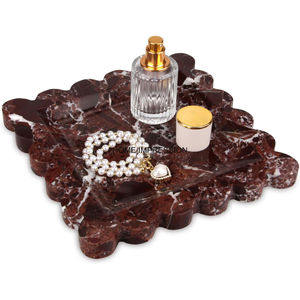 Plateau de service en marbre avec poignées Décor de mariage Plateaux en marbre naturel Looks de luxe avec vente Produit Échantillon gratuit Plats et assiettes - Product Image 2