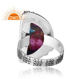Trending Design 925 Silver Natural Mojave Copper <b>Purple</b> Qyster Turquoise Gemstone Ring for Women Custom Jewelry Manufacturer - Product Image 2