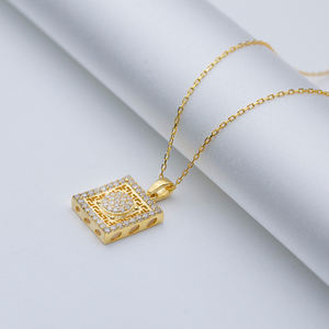 Clear CZ Square Geometric Charm Collar Joyería de plata Joyería fina hecha a mano - Product Image 4