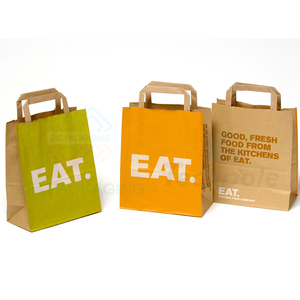 Venta al por mayor bolsa de papel Kraft blanco aceptar impresión personalizada comida rápida para llevar bolsa con asa retorcida café bolsa de transporte - Product Image 2