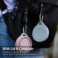 Vaso Plegable de Silicona de Grado Alimenticio de 180 ml con Tapa y Mosquetón, Apto para Lavavajillas y Microondas, Portátil para Camping y Uso al Aire Libre