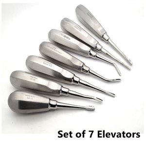 Elevadores dentales de punta de raíz, 7 Uds., puntas dentadas rectas manuales de acero inoxidable Ce, Kit de cirugía alemana de clase II, odontología - Product Image 4