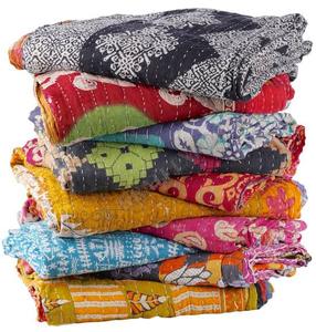 Wholesale Lot of <b>Indian</b> Vintage Kantha <b>Quilt</b> Handmade Throw Reversible Blanket Bedspread Cotton Fabric, Recycled Cotton Kantha - Product Image 1